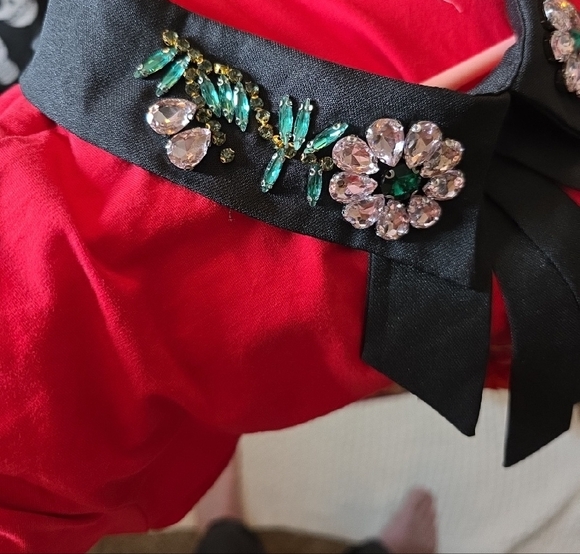 Girls Red Short-Sleeve Dress with Frida Art Designed In Italy - Picture 3 of 4